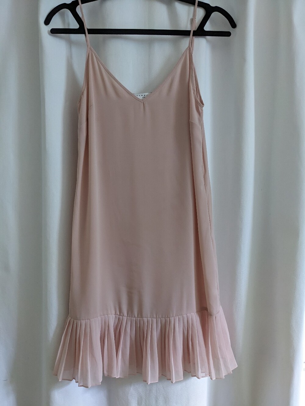 Sandro Feminine Ruffle-Trim Sheer Mini Dress Dusty Rose Pink Size 36 Small